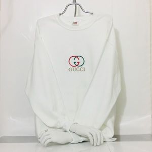 Vintage White bootleg Gucci embroidered sweatshirt